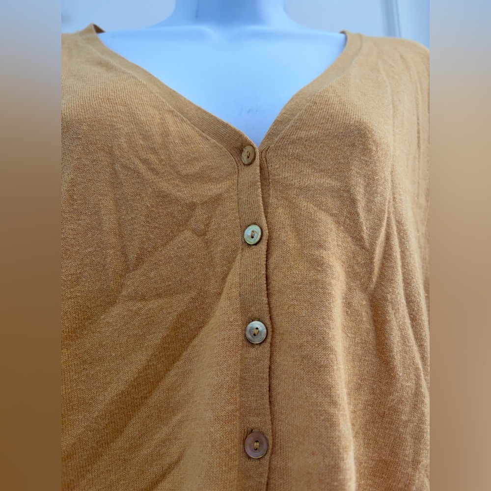 Eileen Fisher Mustard Yellow Button-Up Cardigan - Picture 2 of 9